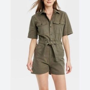 Universal Thread Women SZ‎ 0 Olive Green romper casual utility street gorpcore